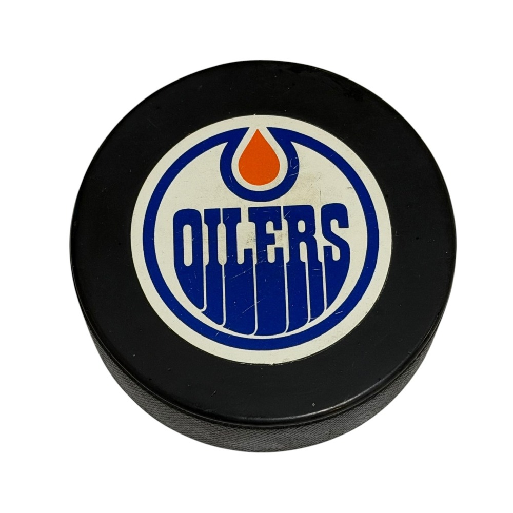 Vintage Edmonton Oilers NHL Hockey Puck Viceroy Canada Black Logo Collectible